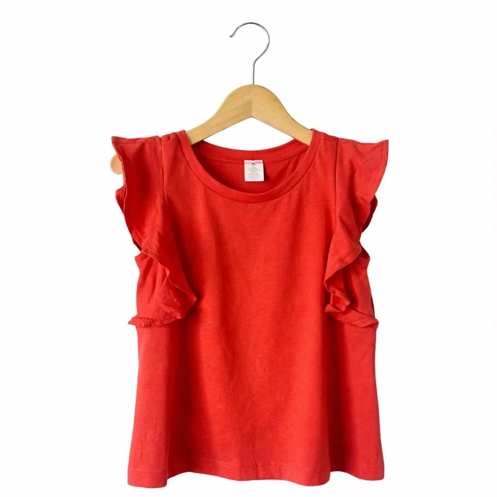 Gymboree Red/Orange Ruffle Sleeve Kids Top. NWT. Size XS. Red/ Orange Color
